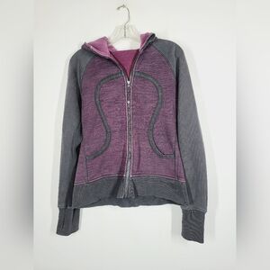 Lululemon Scuba Gray and Purple Zip-Up Hoodie, Size Small